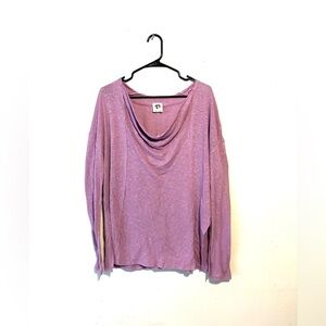 Free People We The Free Small Cotton Cowl Neck Tunic Top Purple Oversized Chunky